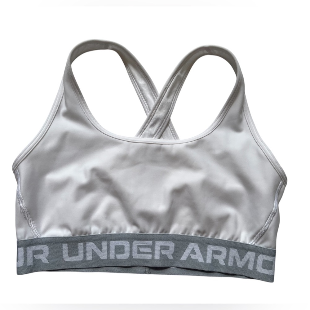 Under Armour Women's Medium UA Armour Mid Crossback Sports White Gray